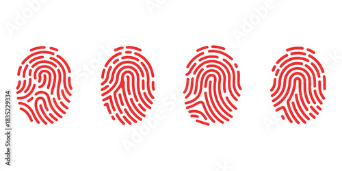 Fingerprint identification scan security access line art