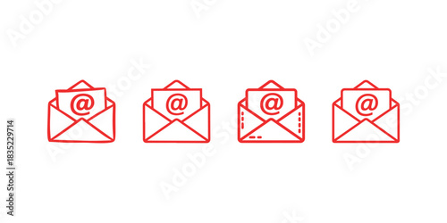 Email red line icon message mail letter send communication inbox