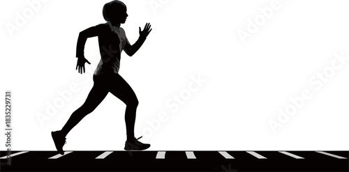 Silhouette of a woman wearing a hijab running