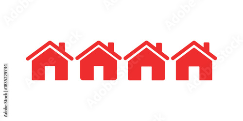 Four houses in row illustration concept flat icon