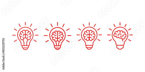 Idea brainstorming concept with lightbulb brain icon