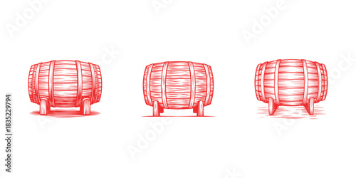 Barrels illustration vintage set for alcohol product