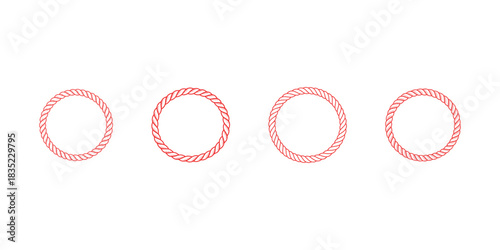 Collection of red rope circular vector shapes for decoration