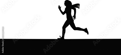 Silhouette of a woman wearing a hijab running