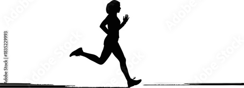 Silhouette of a woman wearing a hijab running