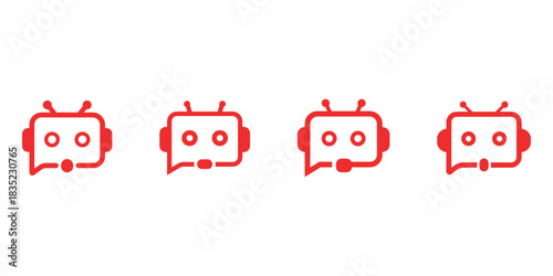 Four chat bot bubble icon vector illustration