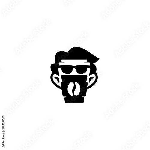 Charming logo design with a coffee cup and glasses, adding personality and flair to the coffee experience.