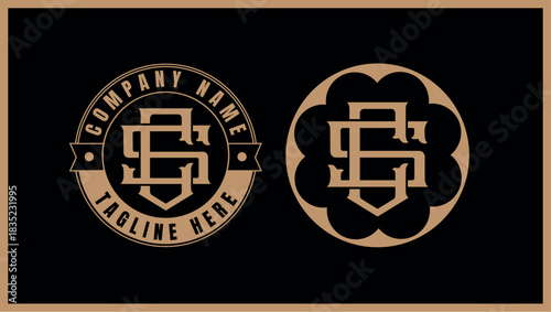 Elegant sc monogram logo design with vintage oval frames