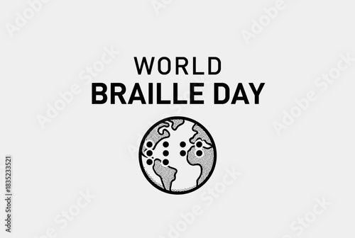 World Braille Day Globe Outline Illustration  
