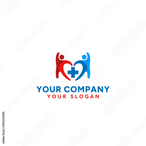 Creative design merging a joyful person icon with medical elements for holistic health.