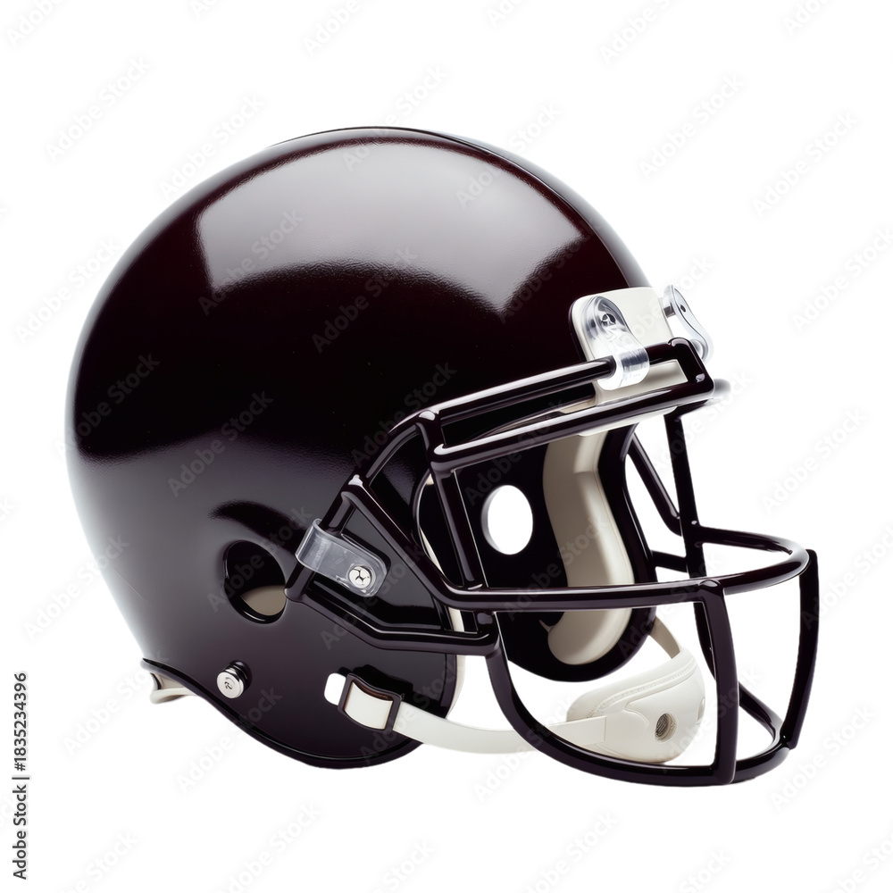Fototapeta premium Glossy black american football helmet with steel face mask