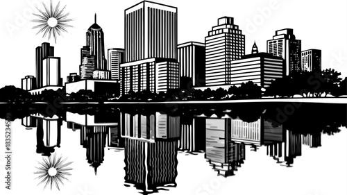 Very beautiful morning sunlight illuminates Austin’s modern skyline, casting crystal reflections across the calm Colorado River, creating a serene blend of nature, architecture, and peaceful waterfron