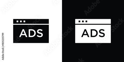 Ad icons pictogram. Vector isolated shape in modern doodle style.