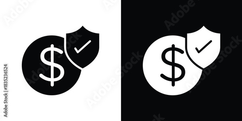 assets protection icons pictogram. Vector isolated shape in modern doodle style.
