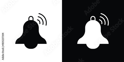 Bell ring icons pictogram. Vector isolated shape in modern doodle style.