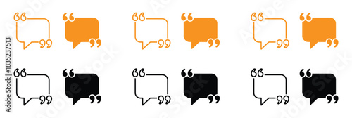  Quote bubble icon set for modern designs and presentations.  Speech bubble vector illustration on isolated background. Comment sign business concept.