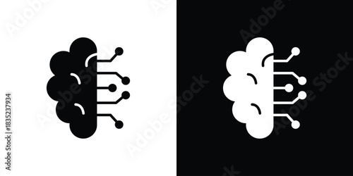 Brain circuit icons pictogram. Vector isolated shape in modern doodle style.