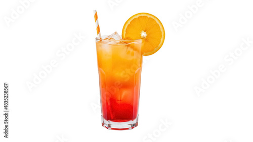Photos Refreshing Tequila Sunrise cocktail PNG isolated, layered drink with orange slic