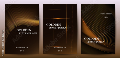 Modern abstract luxury banner. Abstract golden wave elegant on black background vector for branding presentation or product ads bg