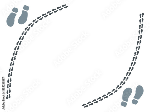 足跡のコーナーフレームデザイン・Footprint Corner Frame Vector
