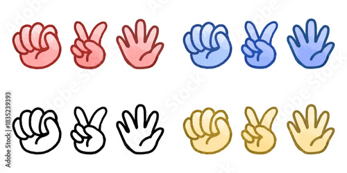 じゃんけん（グー・チョキ・パー）手アイコンセット（ベクター）/Rock Paper Scissors Hand Icon Set Vector