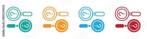 Help and FAQ search icon.  Find answers with vibrant magnifying glass icons set design. Magnifying glass with info desk symbol or instructions concept.