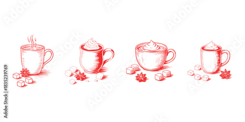 Set of folders with data in vector flat outline style