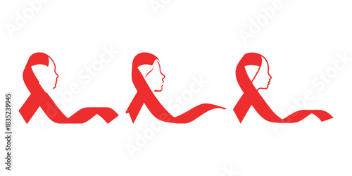Red ribbon heart shape support for world aids day concept