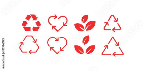 Set of red delivery truck outline icon vector illustration