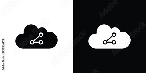 Cloud share icons pictogram. Vector isolated shape in modern doodle style.