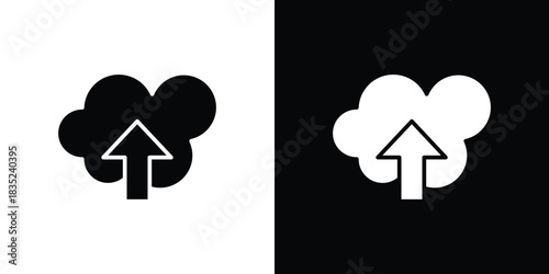 Cloud upload icons pictogram. Vector isolated shape in modern doodle style.