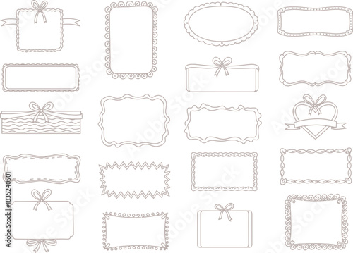 Decorative Border Set With Bows and Embellishments on White