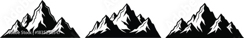 A simple illustration of three black mountain peaks against a white background