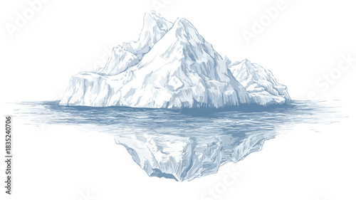 Iceberg Drawing with Ice Word Vector Illustration