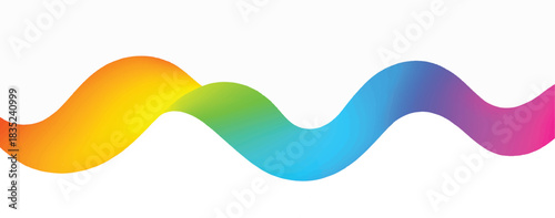 Colorful abstract gradient waves flowing smoothly, vibrant ribbon curves, futuristic fluid design on white background