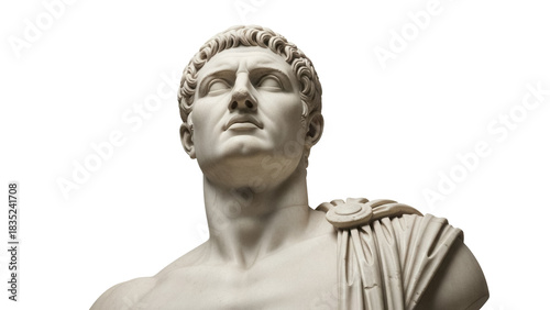 Fotografija Marble bust of Roman emperor isolated PNG on transparent background, ancient scu