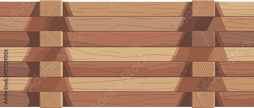 Stacked Wooden Planks Vector Illustration Isolated