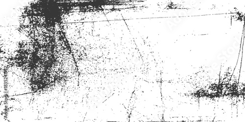 Abstract vintage black and white grunge frame background with dirty ink splatter texture pattern border design