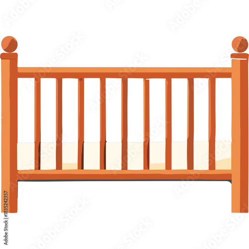 Wooden Baby Crib With White Mattress And Yellow Accents On A Black Background Object Of Furniture For Newborn Child Nursery Furnishing And Bedroom Equipment