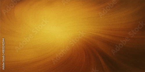 Abstract fractal burst of yellow and orange light on a textured brown wood background with a wavy pattern and motion blur illustration