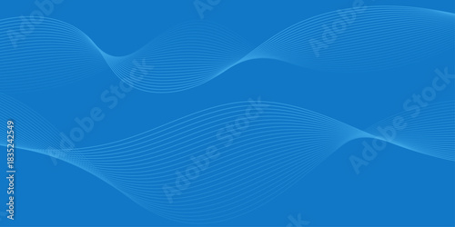 Abstract background with waves for banner. Web banner size. Vector background with lines. Element for design isolated on blue. 