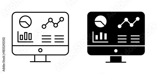 Admin dashboard icon. Data panel interface symbol. Data chart analysis template. User, work, business statistics. Analysis report sign