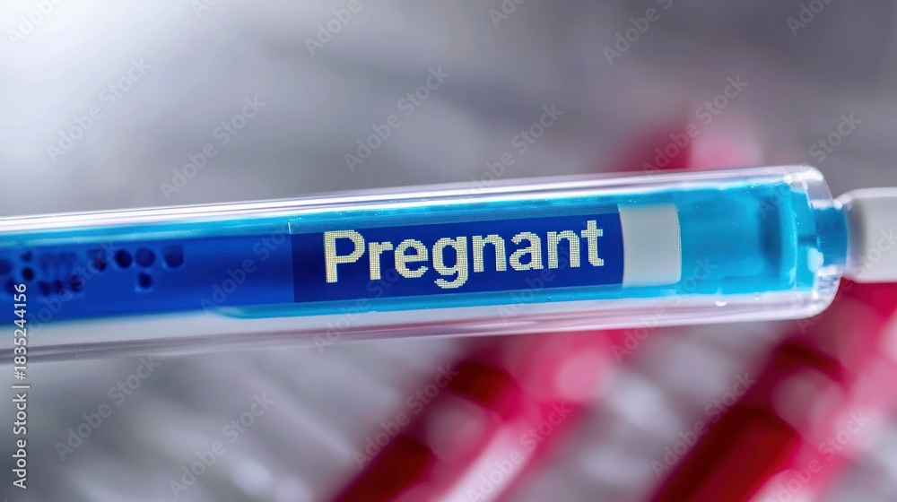 Obraz premium A close-up of a pregnancy test, with the words 