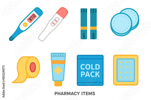 Pharmacy items collection illustration
