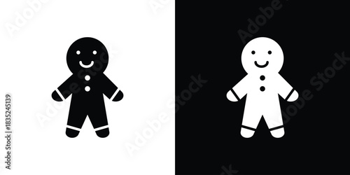 Gingerbread man icons pictogram. Vector isolated shape in modern doodle style.