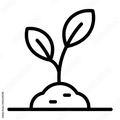 Tree Planting Vector Line Icon Design