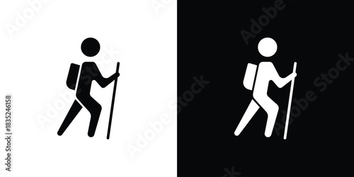 Hiking icons pictogram. Vector isolated shape in modern doodle style.