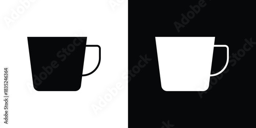 Hot coffee Mug icons pictogram. Vector isolated shape in modern doodle style.