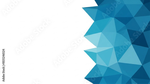 Abstract Geometric Low Poly Background with Blue Teal Triangles and Clean White Copy Space