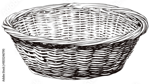 Basket Vector Outline Isolated on White Background for Designs